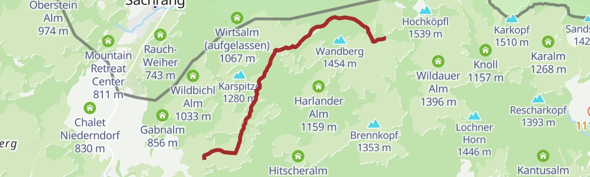Route map: Rettenschöss - Gasthof Schöne Aussicht - Wandberghütte